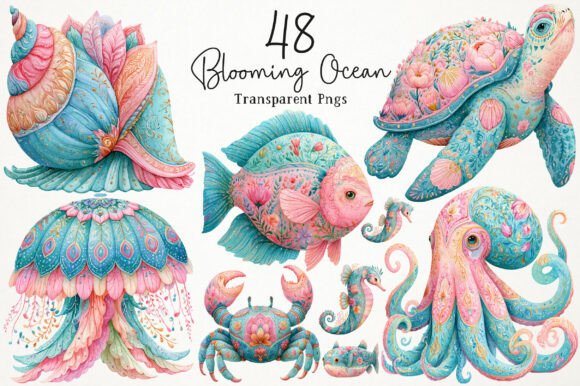 Download Watercolor Blooming Ocean PNG Clipart - Ocean Collection
