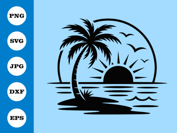 Download Tropical Sunset Beach SVG Design - Beach svg Collection