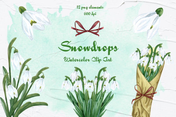 Download Snowdrops Watercolor Clip Art - Clip art Collection