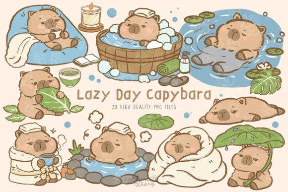 Download Kawaii Lazy Capybara Clipart - Premium Resources
