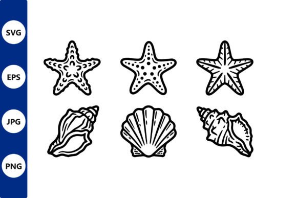 Download Starfish and Seashell Line Art Vector - Premium Resources