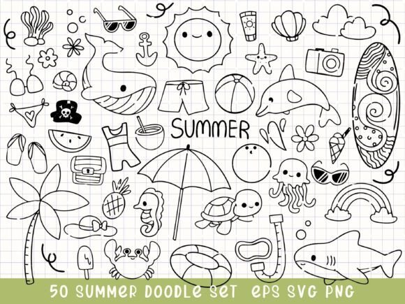 Download Summer Doodle Clipart Beach SVG - Beach svg Collection