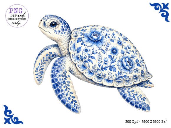 Download Chinoiserie Ocean Turtle Clipart PNG - Ocean Collection